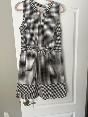 Vineyard Vines Black and White Gingham Tie-Front Mini Dress